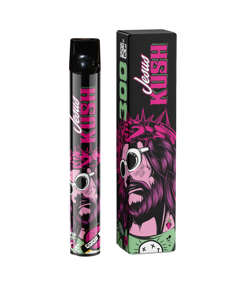 ECIG JETABLE - JESUS KUSH CBD 500mg/10ml,  notes de fruits rouges - 800 Bouffées -