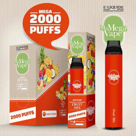 Ma Mega Vape - Fruits Mix -2000 Puff -0mg - vendu par 2 unités
