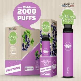 Ma Mega Vape - Casis Ice -2000 Puff -0mg - vendu par 2 unités