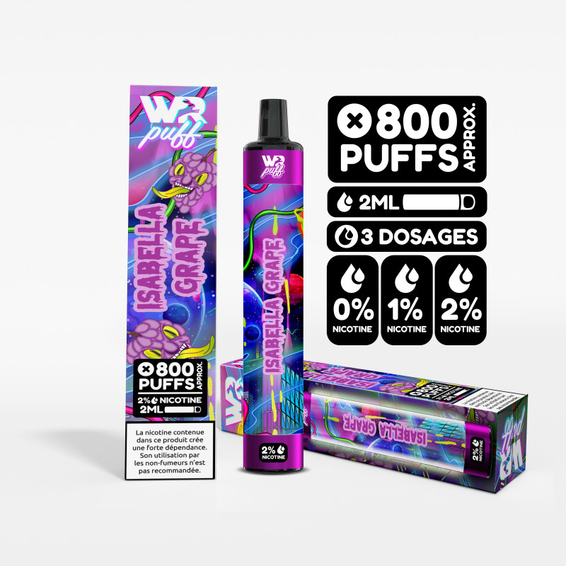 Puff LUMINEUSE 800 Puffs- Isabella Grappe -Raisin