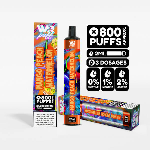 Puff LUMINEUSE 800 Puffs- mangue, pêche, pastêque