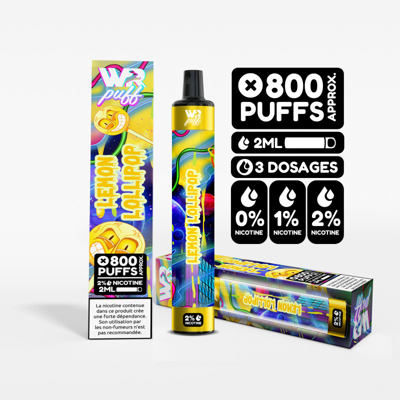 Puff LUMINEUSE 800 Puffs- Lemon Lollipops -Bonbon citron