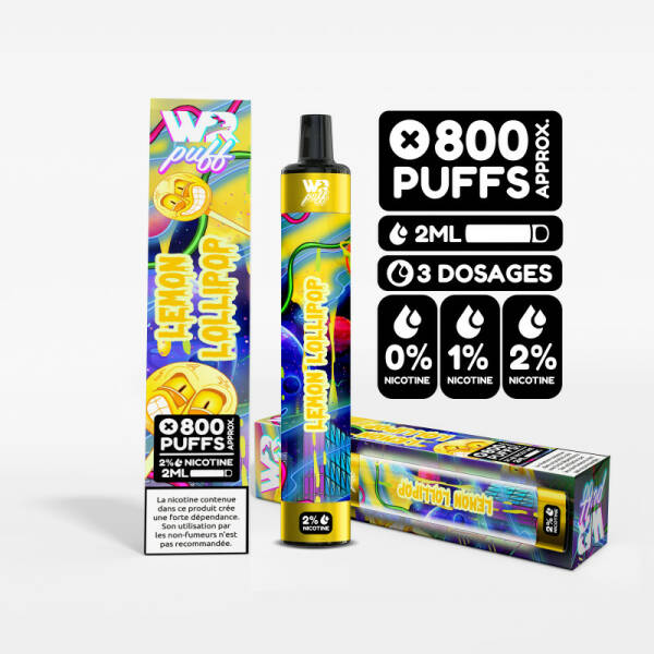 Puff LUMINEUSE 800 Puffs- Lemon Lollipops -Bonbon citron